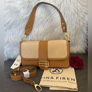 NWT DIVINA FIRENZE LEATHER CROSSBODY FLAP BAG